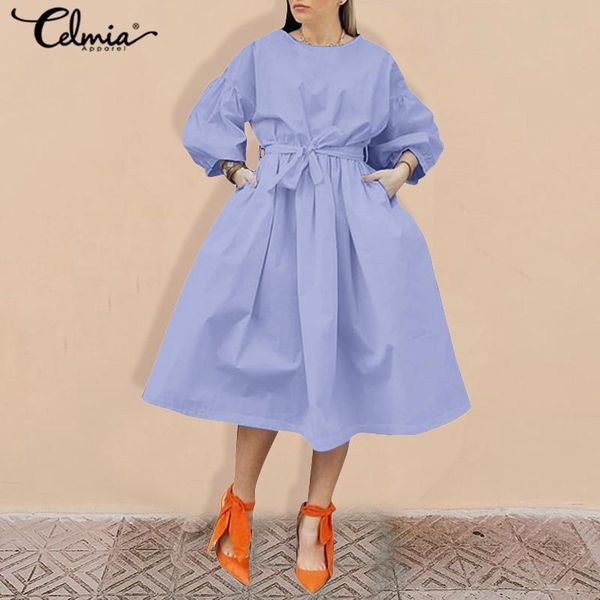 casual dresses celmia autumn lantern sleeve women's midi dress 2021 fashion loose belted solid color elegant office pleated robe, Black;gray
casual dresses celmia autumn lantern sleeve women's midi dress 2021 fashion loose belted solid color elegant office pleated robe, Black;gray