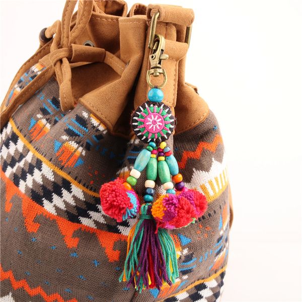 10pcboho style flower charms wooden beads with pom pom keychain colorful tassel key ring pendant jewelry, Silver
10pcboho style flower charms wooden beads with pom pom keychain colorful tassel key ring pendant jewelry, Silver