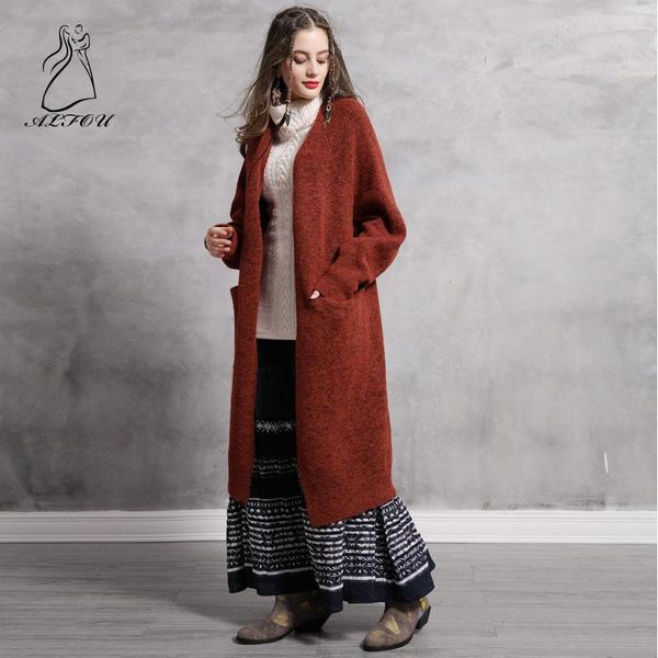 women's trench coats 2021 winter long sweater cardigan rust red retro loose coat threaded pocket v-neck long-sleeved, Tan;black
women's trench coats 2021 winter long sweater cardigan rust red retro loose coat threaded pocket v-neck long-sleeved, Tan;black