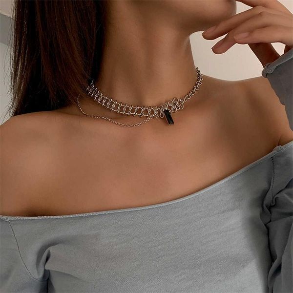 chains hip hop twisted metal chain choker necklace multi layered asymmetric gothic black crystal square pendant jewelry, Silver
chains hip hop twisted metal chain choker necklace multi layered asymmetric gothic black crystal square pendant jewelry, Silver
