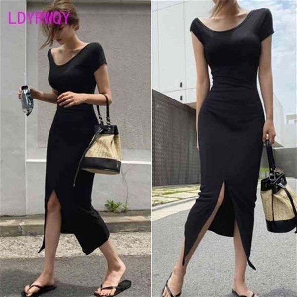 ldyrwqy summer korean edition fashion temperament slim side slit short sleeve dress office lady 210416, Black;gray
ldyrwqy summer korean edition fashion temperament slim side slit short sleeve dress office lady 210416, Black;gray