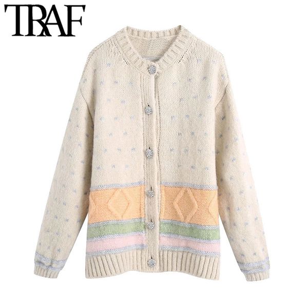 traf women fashion bejewelled buttons patchwork loose cardigan sweater vintage long sleeve female outerwear chic 210415, White;black
traf women fashion bejewelled buttons patchwork loose cardigan sweater vintage long sleeve female outerwear chic 210415, White;black