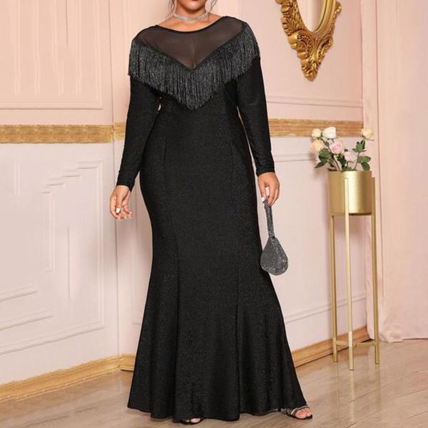 mermaid plus size dress spring autumn fashion simple designer elegant s lace stitching tassel round neck casual dresses, Black;gray
mermaid plus size dress spring autumn fashion simple designer elegant s lace stitching tassel round neck casual dresses, Black;gray