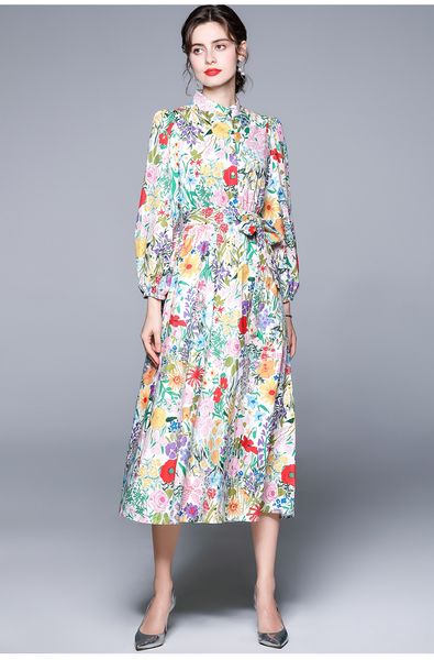 women's 2021 spring summer vacation beach dresses stand-up collar bubble printed floral long dress, Black;pink
women's 2021 spring summer vacation beach dresses stand-up collar bubble printed floral long dress, Black;pink