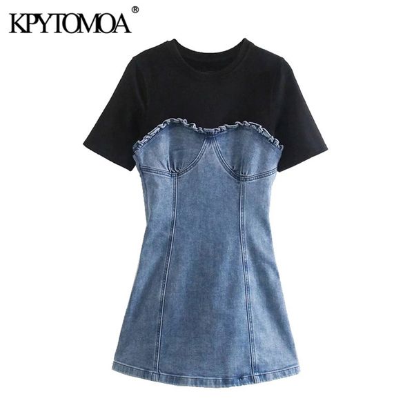 women chic fashion patchwork ruffled denim mini dress vintage o neck short sleeve female dresses vestidos mujer 210421, Black;gray
women chic fashion patchwork ruffled denim mini dress vintage o neck short sleeve female dresses vestidos mujer 210421, Black;gray