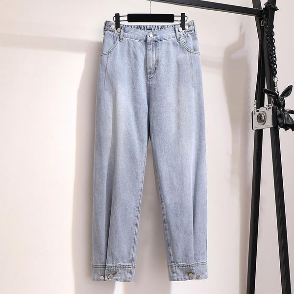 women's jeans spring autumn elastic high waist plus size mom loose light blue denim trousers female harem pants
women's jeans spring autumn elastic high waist plus size mom loose light blue denim trousers female harem pants