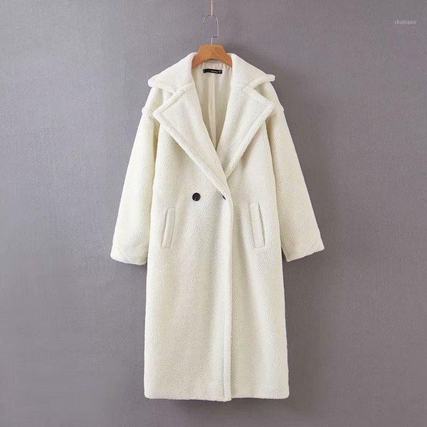 women's wool & blends two button winter women faux fur coat thick long overcoat loose lapel warm jacket female plush coats, Black 
women's wool & blends two button winter women faux fur coat thick long overcoat loose lapel warm jacket female plush coats, Black