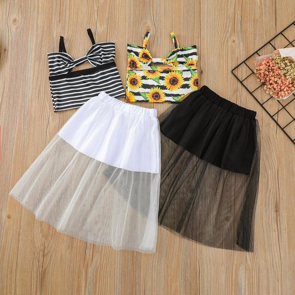 pieces kids suit set, girls stripe/ sunflower print sleeveless + solid color skirt for summer, white/black clothing sets
pieces kids suit set, girls stripe/ sunflower print sleeveless + solid color skirt for summer, white/black clothing sets