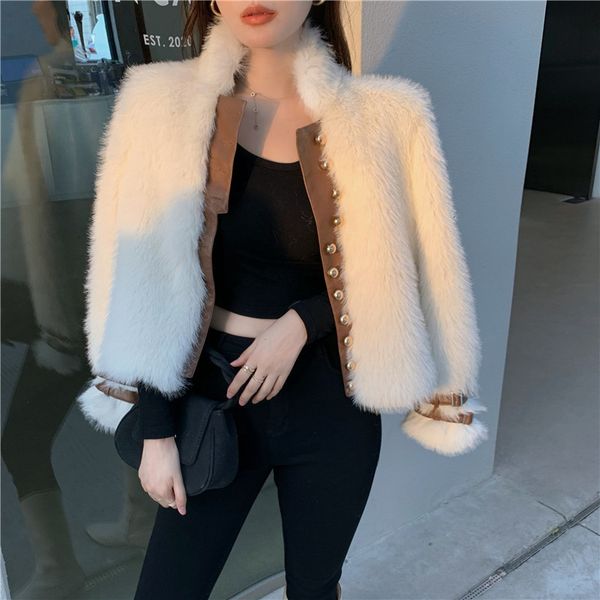 women's wool & blends winter plus size fur outerwear ladies mid-length warm thick natural granular jacket female casual sheep shea, Black
women's wool & blends winter plus size fur outerwear ladies mid-length warm thick natural granular jacket female casual sheep shea, Black