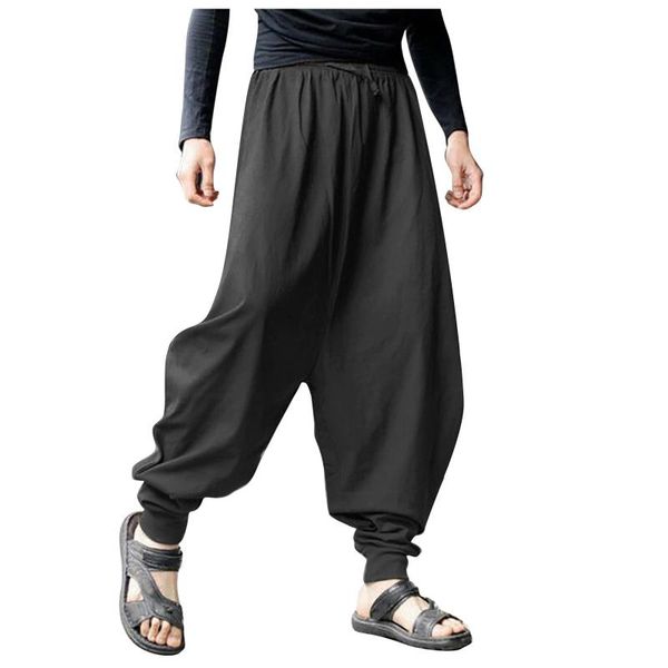 men's pants jaycosin cotton linen wide leg summer retro solid color loose large size and harem trousers, Black
men's pants jaycosin cotton linen wide leg summer retro solid color loose large size and harem trousers, Black