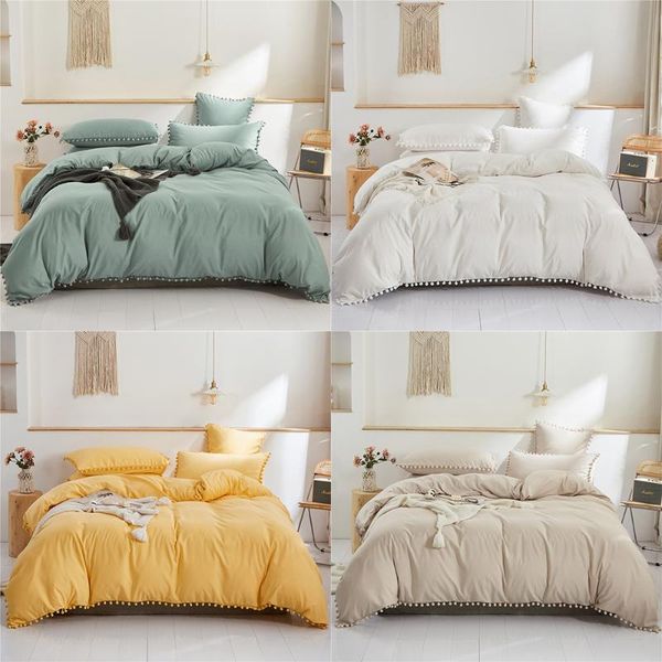 bedding sets luxury 3pcs poms set king size duvet cover soft ball fringe comforter housse de couette bedclothes
bedding sets luxury 3pcs poms set king size duvet cover soft ball fringe comforter housse de couette bedclothes