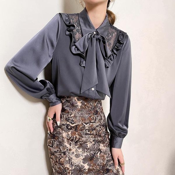 women's blouses & shirts women solid color french shirt 2021 korean fashion autumn lace patchwork long sleeve, White
women's blouses & shirts women solid color french shirt 2021 korean fashion autumn lace patchwork long sleeve, White