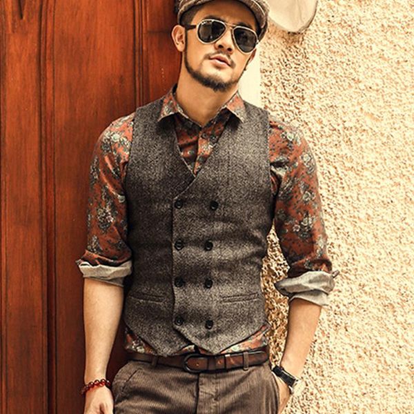 men's vests 2021 men suit vest v neck wool herringbone casual formal business double-breasted waistcoat groomman for wedding c034, Black;white
men's vests 2021 men suit vest v neck wool herringbone casual formal business double-breasted waistcoat groomman for wedding c034, Black;white