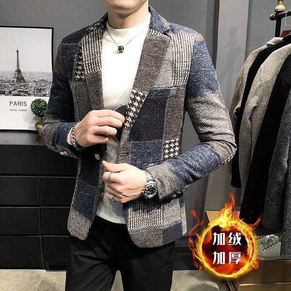 men's suit jacket winter slim fashion plaid casual business british style dress wool warm blazers coat groom suits &, White;black
men's suit jacket winter slim fashion plaid casual business british style dress wool warm blazers coat groom suits &, White;black