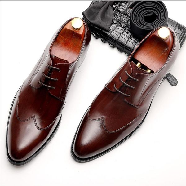 style men's formal leather shoes british pointed toe business wedding meeting layer cowhide high-quality dress, Black
style men's formal leather shoes british pointed toe business wedding meeting layer cowhide high-quality dress, Black