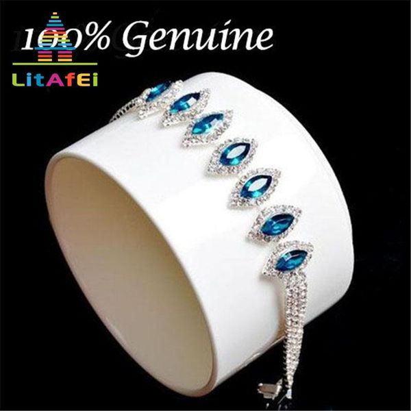 link, chain water drop shaped blue crystal bracelet jewelry luxury tennis roman for women gift, Black
link, chain water drop shaped blue crystal bracelet jewelry luxury tennis roman for women gift, Black