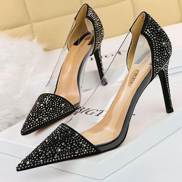 dress shoes women fashion pumps transparent kitten heels rhinestone high party female, Black
dress shoes women fashion pumps transparent kitten heels rhinestone high party female, Black