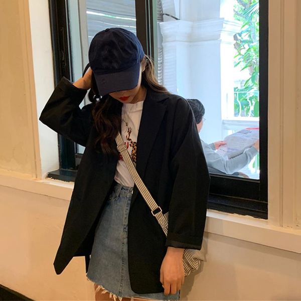 women's suits & blazers small pockets suit for female korean loose student solid color 2021 spring chic lace wild women cardigan, White;black
women's suits & blazers small pockets suit for female korean loose student solid color 2021 spring chic lace wild women cardigan, White;black