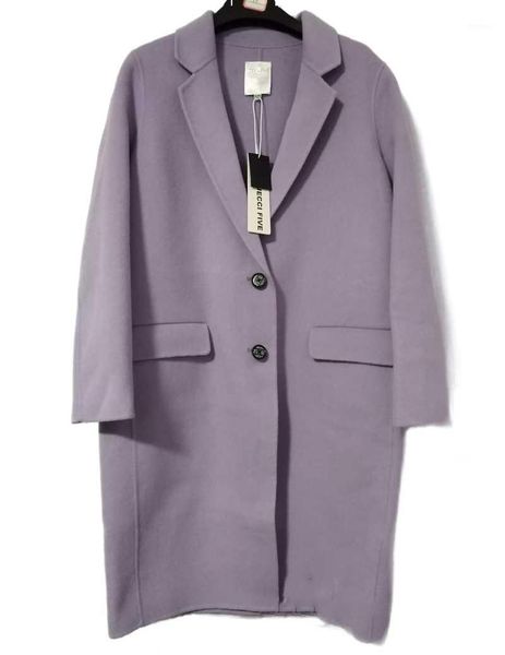 women's 2021 winter lapel mid-length casual light purple double-sided tweed jacket wool & blends, Black
women's 2021 winter lapel mid-length casual light purple double-sided tweed jacket wool & blends, Black