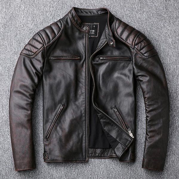 men's leather & faux motocross vintage genuine jacket mens fall fashion slim real cowhide dark brown short motorcycle jackets, Black
men's leather & faux motocross vintage genuine jacket mens fall fashion slim real cowhide dark brown short motorcycle jackets, Black
