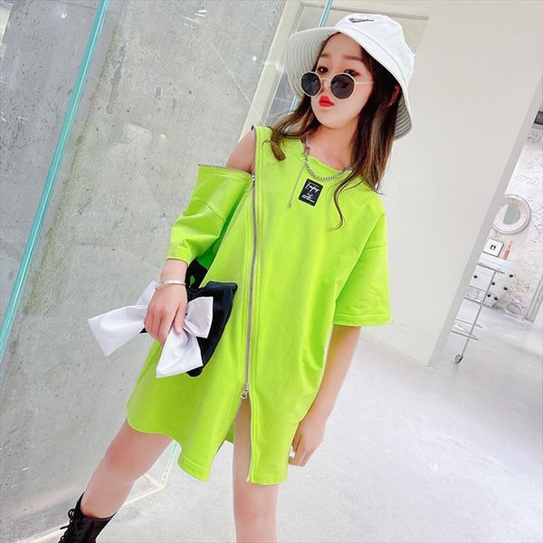 green summer teens girls t shirt zipper print for clothes casual cute tees kids preppy style dress, Blue
green summer teens girls t shirt zipper print for clothes casual cute tees kids preppy style dress, Blue