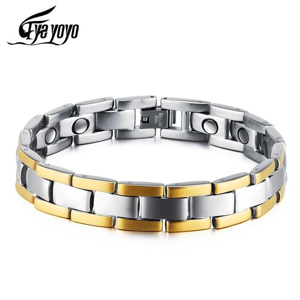 eyeyoyo classic smooth golden business men's titanium steel bracelet link, chain, Black
eyeyoyo classic smooth golden business men's titanium steel bracelet link, chain, Black