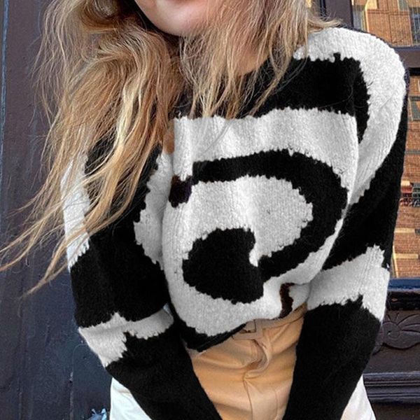women's sweaters women casual swirl pattern knitted pullover sweater o-neck long sleeve loose fashion 2021 autumn winter female, White;black
women's sweaters women casual swirl pattern knitted pullover sweater o-neck long sleeve loose fashion 2021 autumn winter female, White;black