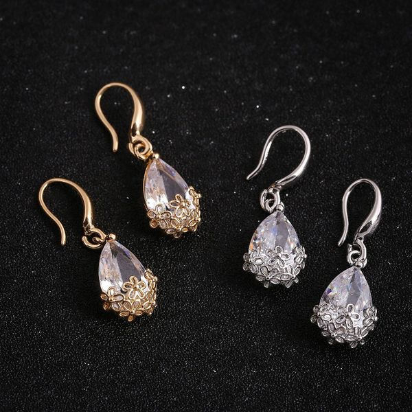 women lady delicate water drop shaped ear drops crystal earrings drop earrings hollow flower pattern design gold/silver color
women lady delicate water drop shaped ear drops crystal earrings drop earrings hollow flower pattern design gold/silver color