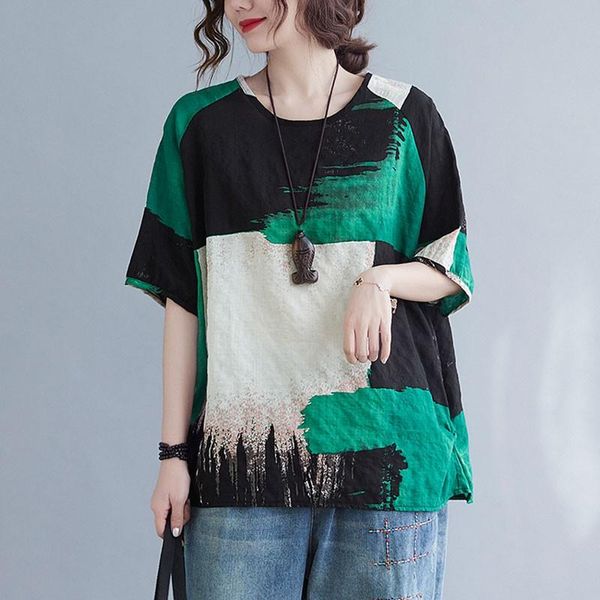 women's t-shirt women retro cotton linen leisure arrival 2021 creative graffiti print loose female mixed color tee shirt femme, White
women's t-shirt women retro cotton linen leisure arrival 2021 creative graffiti print loose female mixed color tee shirt femme, White