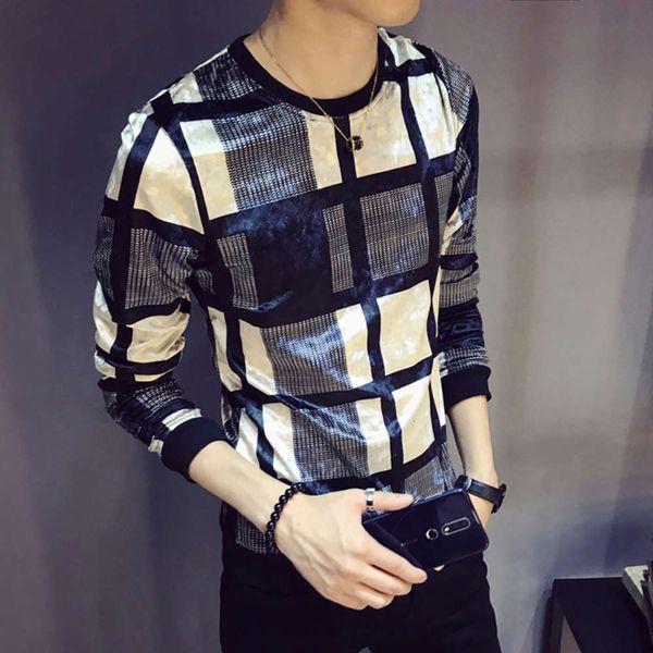 t-shirts luxury autumn and winter plaid print men's club clothing men slim long sleeve o-neck velvet t-shirt zksj, White;black
t-shirts luxury autumn and winter plaid print men's club clothing men slim long sleeve o-neck velvet t-shirt zksj, White;black