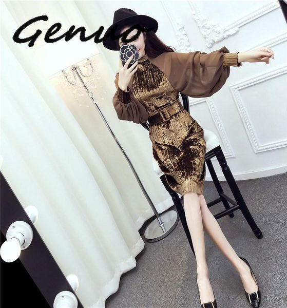 casual dresses genuo 2021 spring fashion lanterns sleeve sashes chiffon patchwork vintage belt pleated high waist velvet dress, Black;gray
casual dresses genuo 2021 spring fashion lanterns sleeve sashes chiffon patchwork vintage belt pleated high waist velvet dress, Black;gray