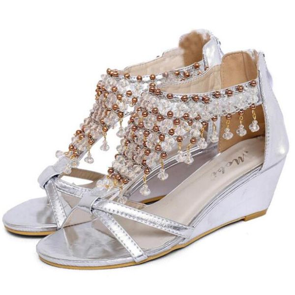 summer women's sandals wedges ethnic shoes fashion shining beaded female roman buty damskie ll282, Black
summer women's sandals wedges ethnic shoes fashion shining beaded female roman buty damskie ll282, Black