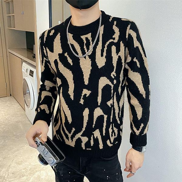 men's sweaters zebra pattern sweater for autumn long sleeve round neck knitted korean casual social street wear pullover homme, White;black
men's sweaters zebra pattern sweater for autumn long sleeve round neck knitted korean casual social street wear pullover homme, White;black