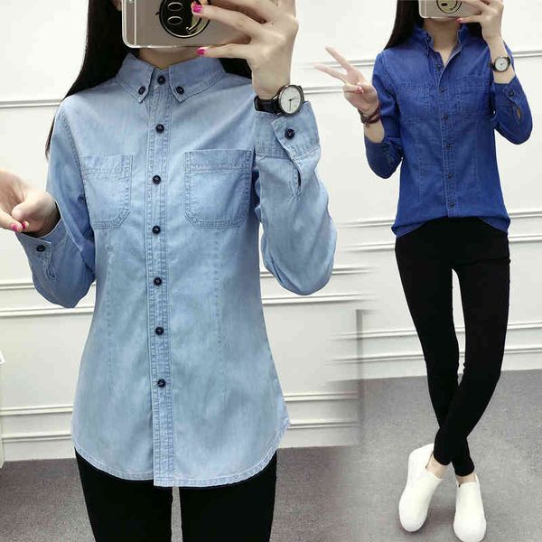 women's blouses & shirts jean shirt woman long sleeve for women and lady casual clothing blusa camisa jeans feminina 5p6t, White
women's blouses & shirts jean shirt woman long sleeve for women and lady casual clothing blusa camisa jeans feminina 5p6t, White