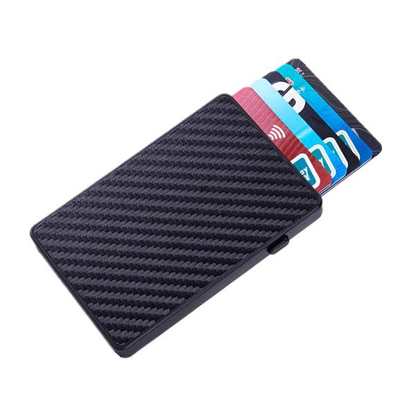 card holders carbon fiber smart wallet men business casual slim automatic up holder women mini anti-theft purse, Brown;gray
card holders carbon fiber smart wallet men business casual slim automatic up holder women mini anti-theft purse, Brown;gray