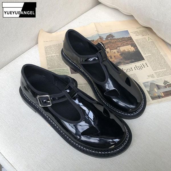 preppy style women casual buckle flats sandals patent leather hollow out round toe shoes british fashion gladiator, Black
preppy style women casual buckle flats sandals patent leather hollow out round toe shoes british fashion gladiator, Black