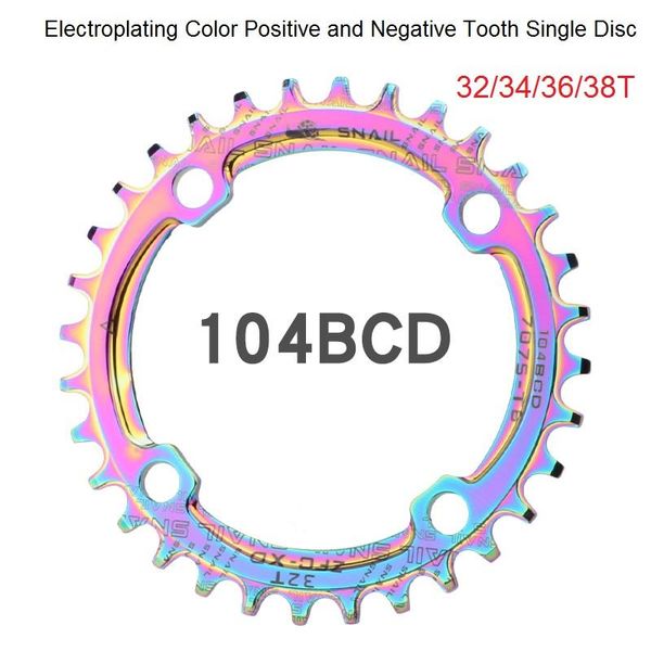 bike heels & chainwheels 104bcd colorful positive negative tooth sprocket single disc chainring for mountain 32t34t36t38t bicycle chain
bike heels & chainwheels 104bcd colorful positive negative tooth sprocket single disc chainring for mountain 32t34t36t38t bicycle chain