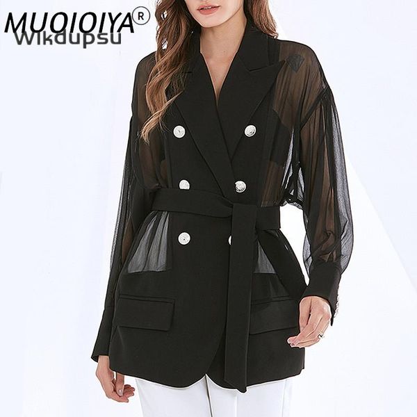 women's suits & blazers black see through transparent mesh loose blazer suit jacket women vintage double breasted runway luxury designe, White;black
women's suits & blazers black see through transparent mesh loose blazer suit jacket women vintage double breasted runway luxury designe, White;black