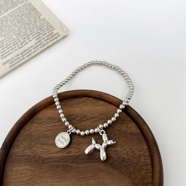 korea dongdamen s925 sterling silver balloon dog bracelet female elastic rope bead simple minority letter round card, Black
korea dongdamen s925 sterling silver balloon dog bracelet female elastic rope bead simple minority letter round card, Black