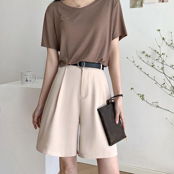 women's shorts summer 2021 pure color high waist casual all-match straight five-point wide-leg six colors loose fashion, White;black
women's shorts summer 2021 pure color high waist casual all-match straight five-point wide-leg six colors loose fashion, White;black