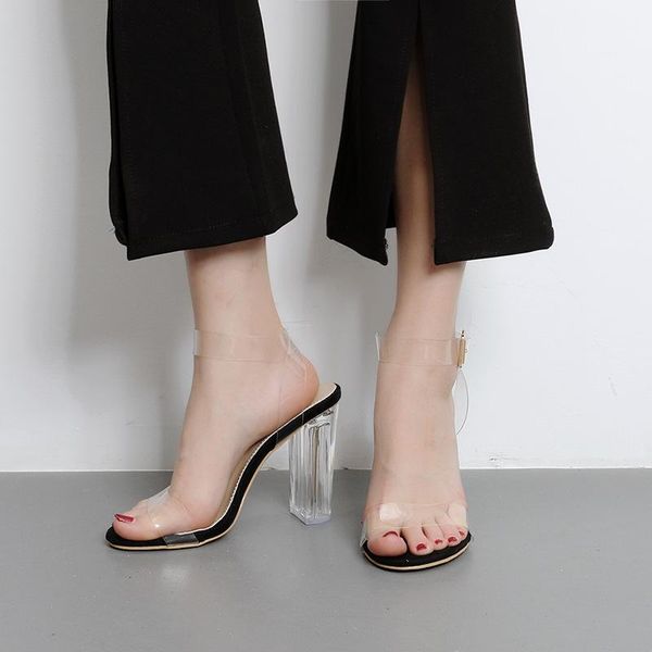 heels shoes woman crystal with coarse sandals high-heeled will code, Black 
heels shoes woman crystal with coarse sandals high-heeled will code, Black