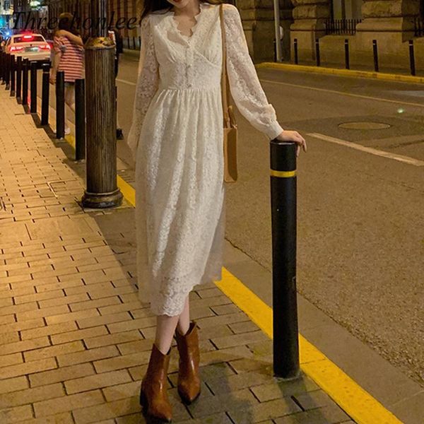 casual dresses elegant women's dress spring 2021 lace long sleeve midi v-neck korean party chic female fairy vestidos, Black;gray
casual dresses elegant women's dress spring 2021 lace long sleeve midi v-neck korean party chic female fairy vestidos, Black;gray
