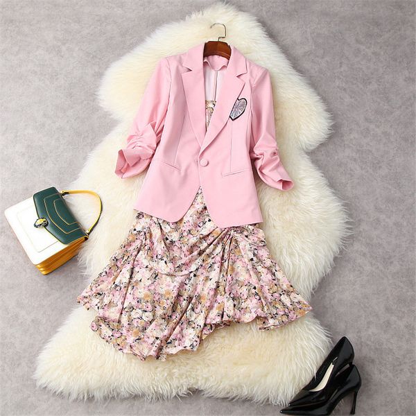 two piece dress elegant office lady summer suit engraved three quarters blazer sleeve and asymmetric print dressed in spandex 2-piece assemb, White
two piece dress elegant office lady summer suit engraved three quarters blazer sleeve and asymmetric print dressed in spandex 2-piece assemb, White