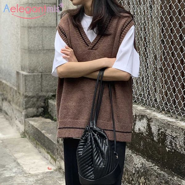 aelegantmis knit oversize sweater women vest vintage boyfriend bf casual students sleeveless coat waistcoat korean jumper 210607, Black;white
aelegantmis knit oversize sweater women vest vintage boyfriend bf casual students sleeveless coat waistcoat korean jumper 210607, Black;white