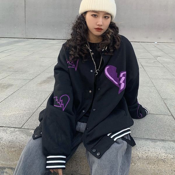 2021 harajuku broken heart embroidery jacket women bomber new fashion oversized baseball uniform streetwear high street jacket, Black;brown
2021 harajuku broken heart embroidery jacket women bomber new fashion oversized baseball uniform streetwear high street jacket, Black;brown