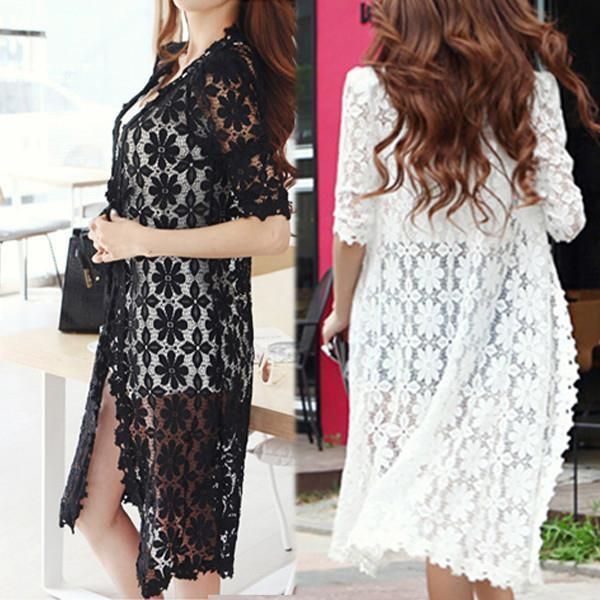 fashion long cape hollow out women sweater half sleeve summer autumn lace cardigan 2 color, White;black
fashion long cape hollow out women sweater half sleeve summer autumn lace cardigan 2 color, White;black