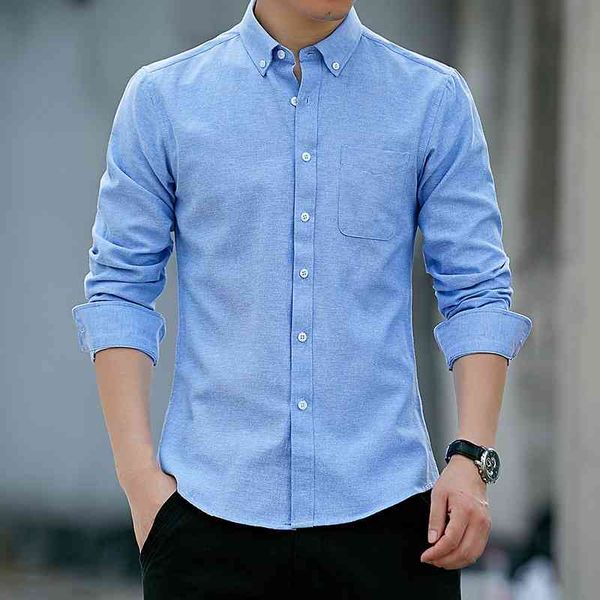 spring and autumn new simple oxford spinning men's long sleeve young korean fashion casual shirt, White;black
spring and autumn new simple oxford spinning men's long sleeve young korean fashion casual shirt, White;black