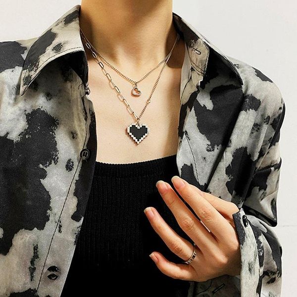 pendant necklaces stainless steel two layers heart shape black mosaic for women office people neck jewelry vintage chains 2021, Silver
pendant necklaces stainless steel two layers heart shape black mosaic for women office people neck jewelry vintage chains 2021, Silver