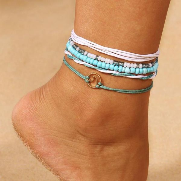 anklets beach bohemia hollow wave charm wax rope chain elastic bead for woman foot ethnic sandals jewelry 2021 ankle bracelet, Red;blue
anklets beach bohemia hollow wave charm wax rope chain elastic bead for woman foot ethnic sandals jewelry 2021 ankle bracelet, Red;blue