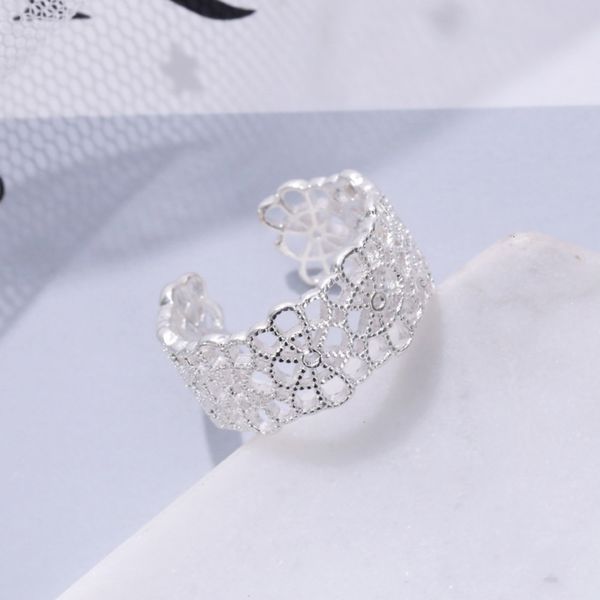 flower wide lace romantic girl versatile pattern ring hollow silver jewelry, Black
flower wide lace romantic girl versatile pattern ring hollow silver jewelry, Black